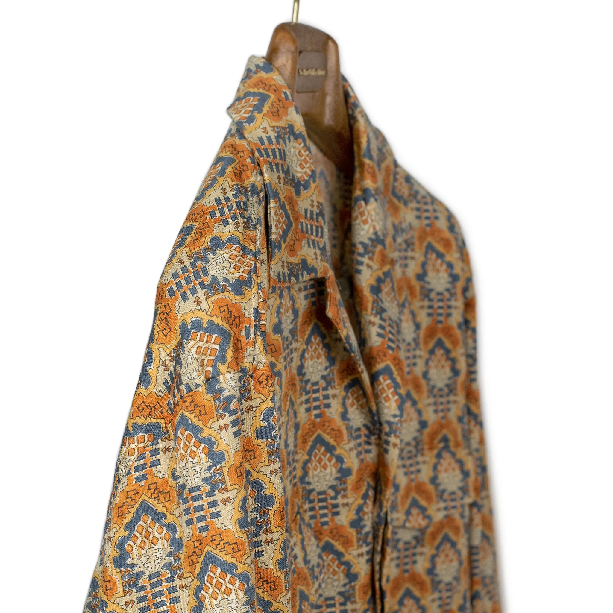 AAlgeri shirt jacket in orange and blue printed cotton double gauze