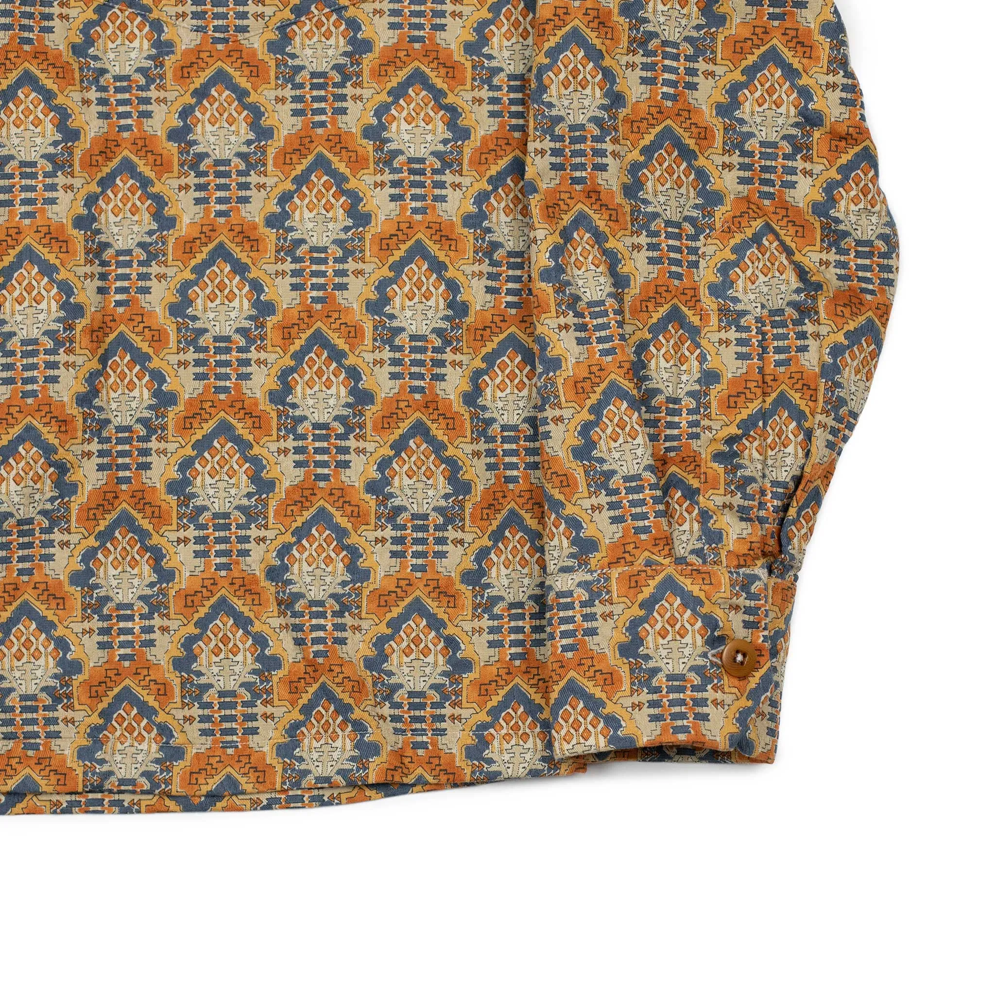 AAlgeri shirt jacket in orange and blue printed cotton double gauze