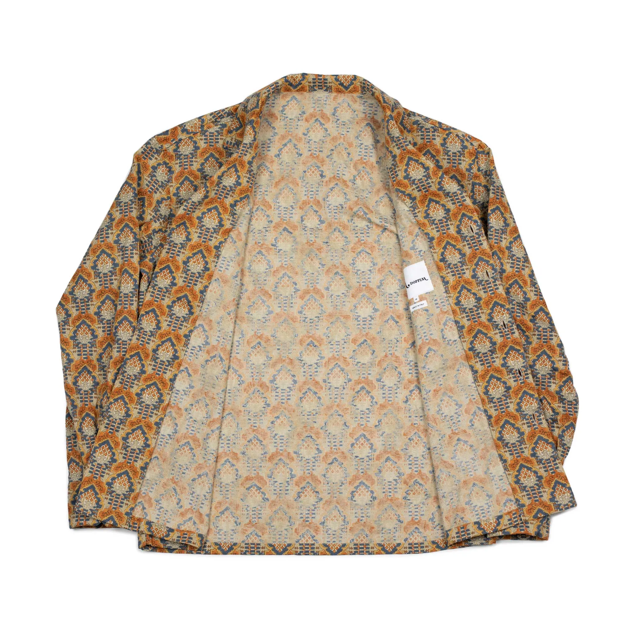 AAlgeri shirt jacket in orange and blue printed cotton double gauze