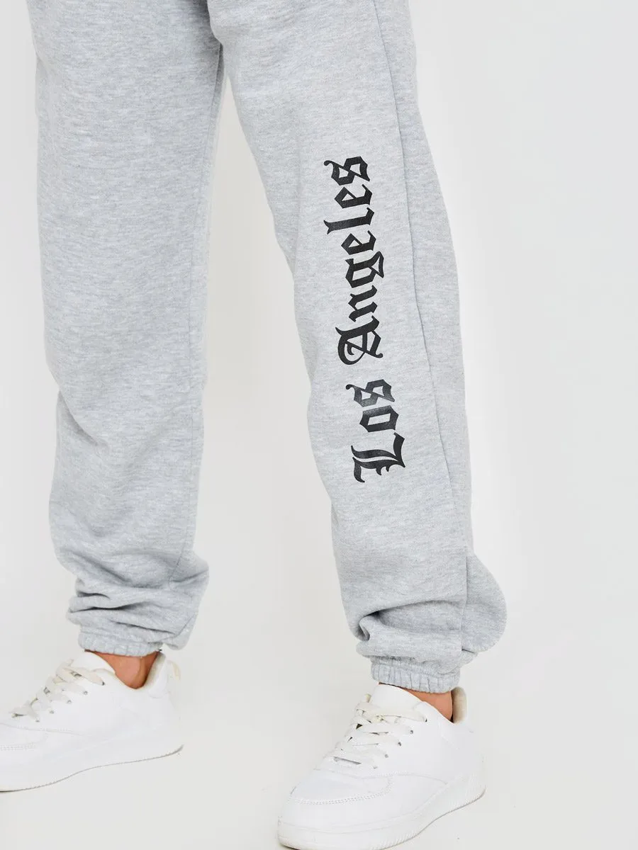 Alen Los Angeles Cropped Hoodie & Jogger Fleece Co-ord In Grey