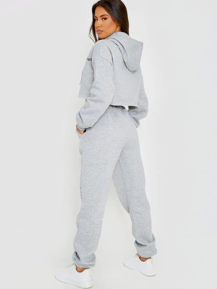 Alen Los Angeles Cropped Hoodie & Jogger Fleece Co-ord In Grey