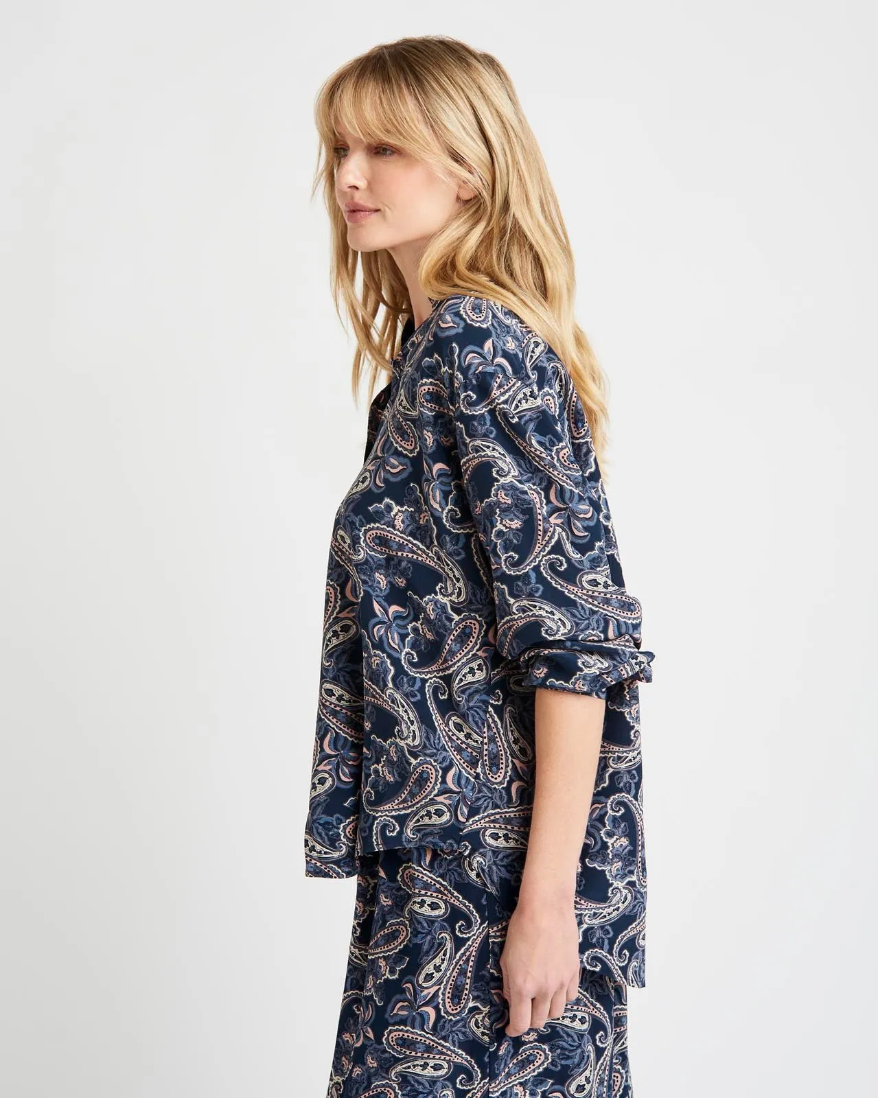 Alessandra Paisley Silk Button Down Shirt