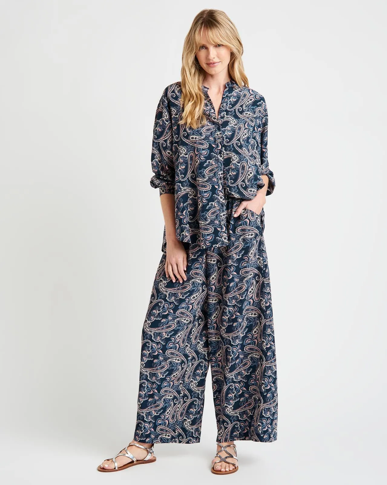 Alessandra Paisley Silk Button Down Shirt