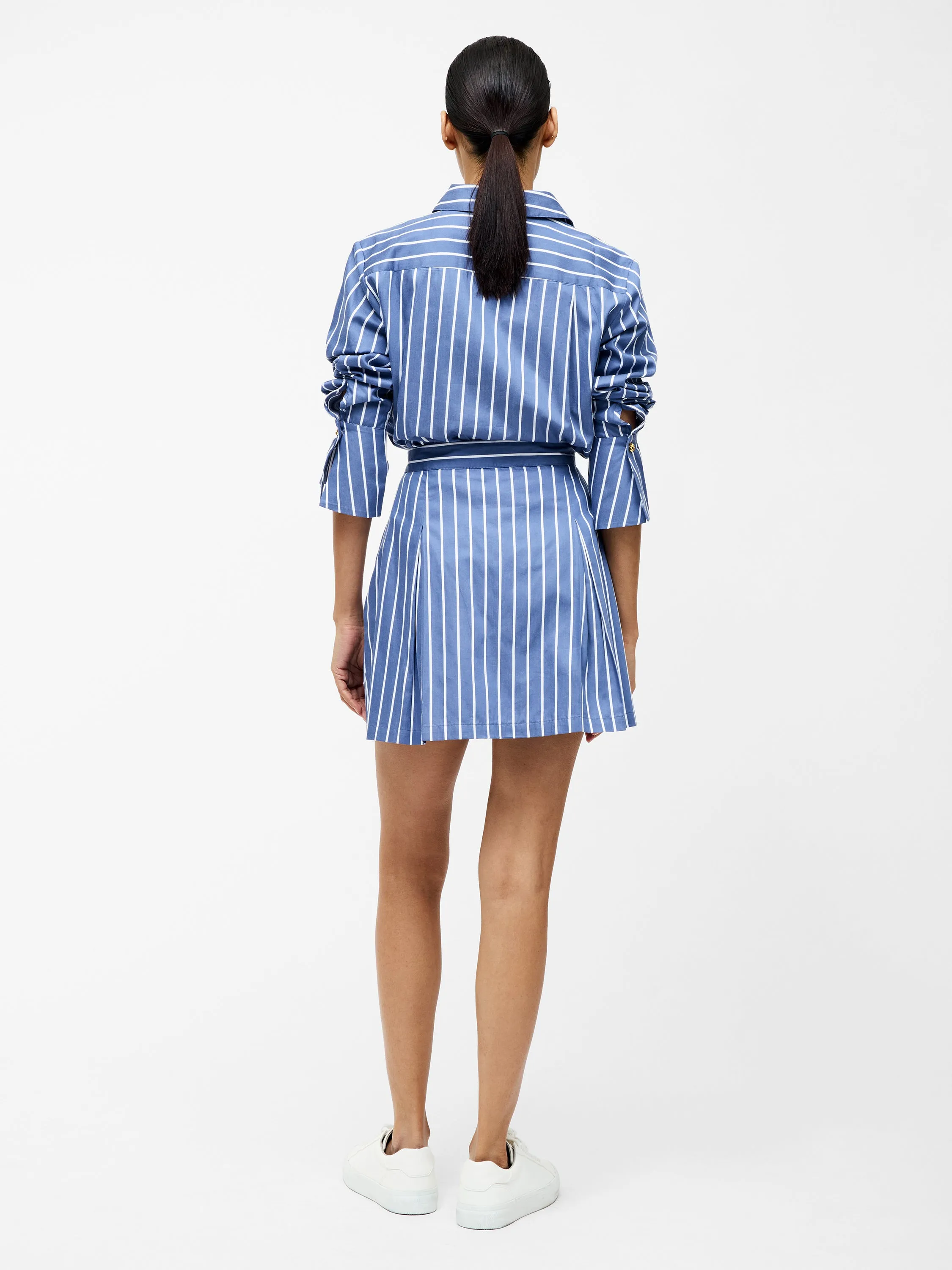 Alexis Cotton Stripe Pleated Mini Skirt