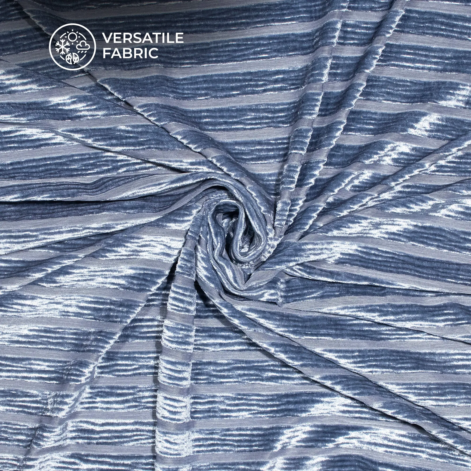 Beautiful Dolphin Grey  Stripes Luxurious Imported Velvet Fabric