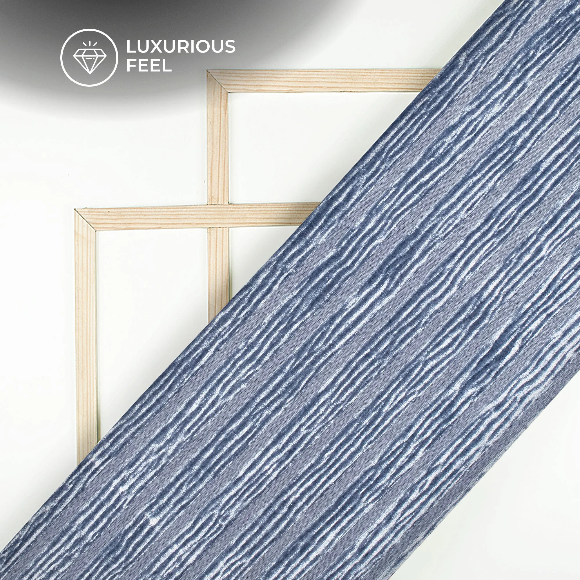 Beautiful Dolphin Grey  Stripes Luxurious Imported Velvet Fabric