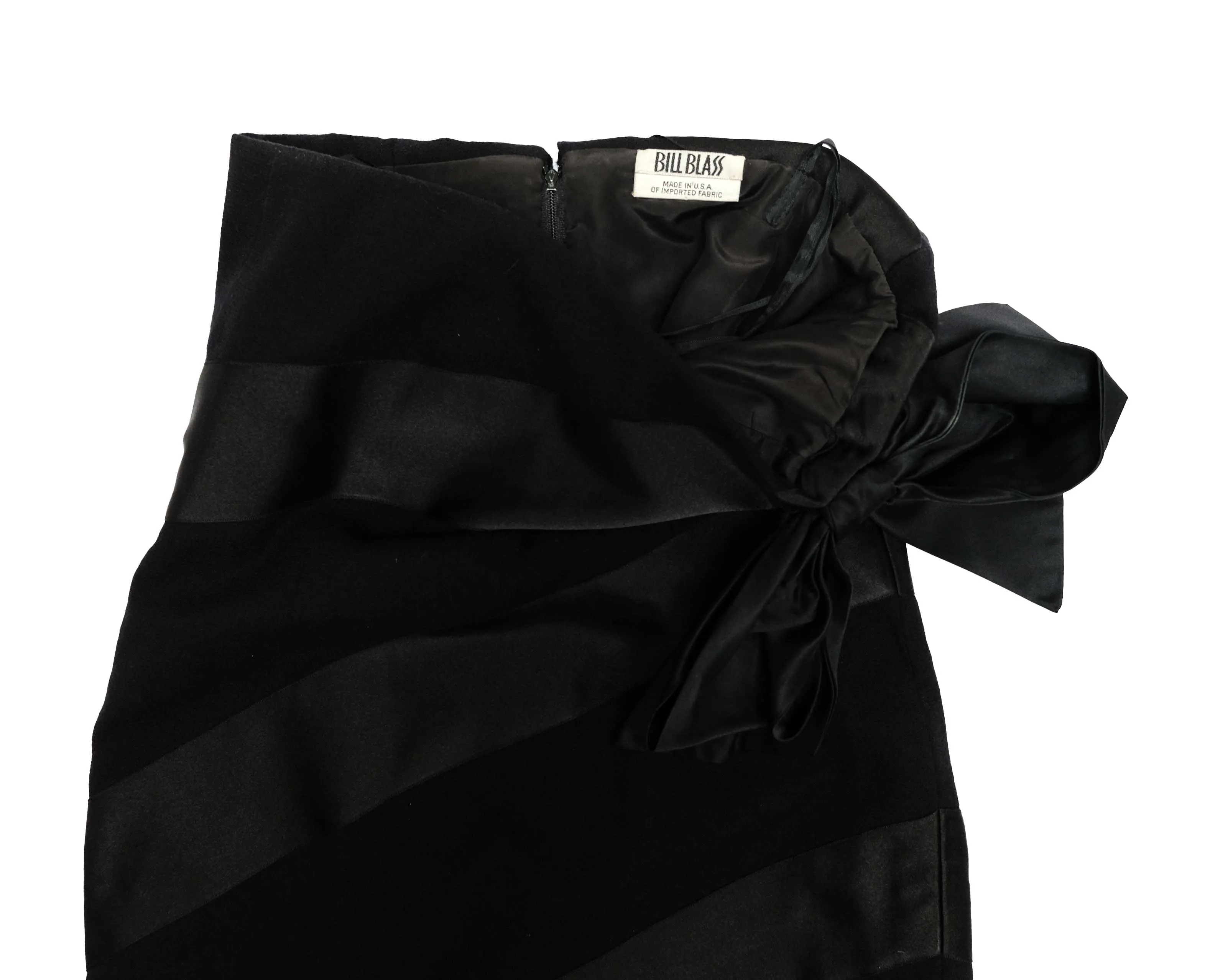 Bill Blass Vintage Strapless Black Cocktail Dress with Bows, XS