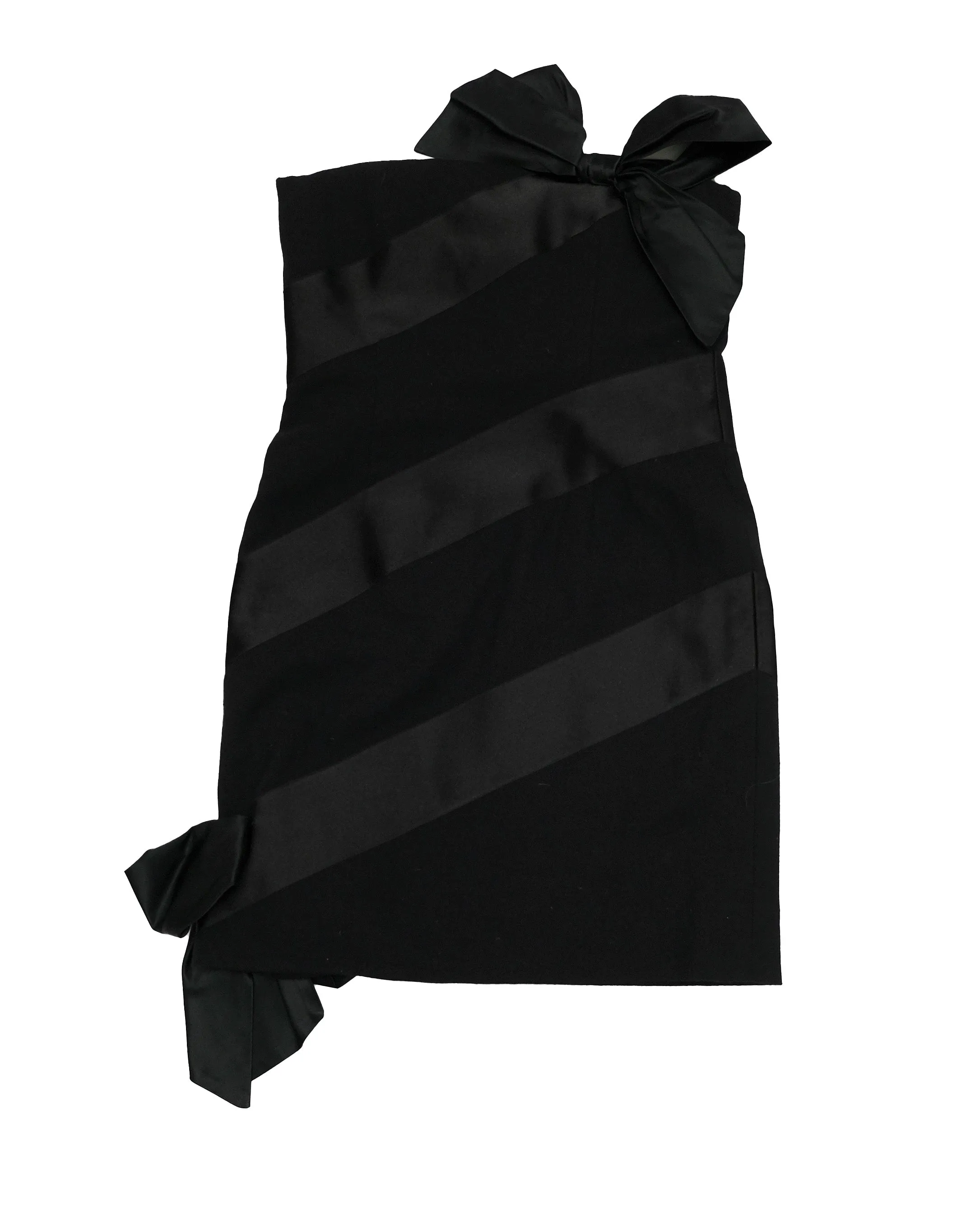 Bill Blass Vintage Strapless Black Cocktail Dress with Bows, XS