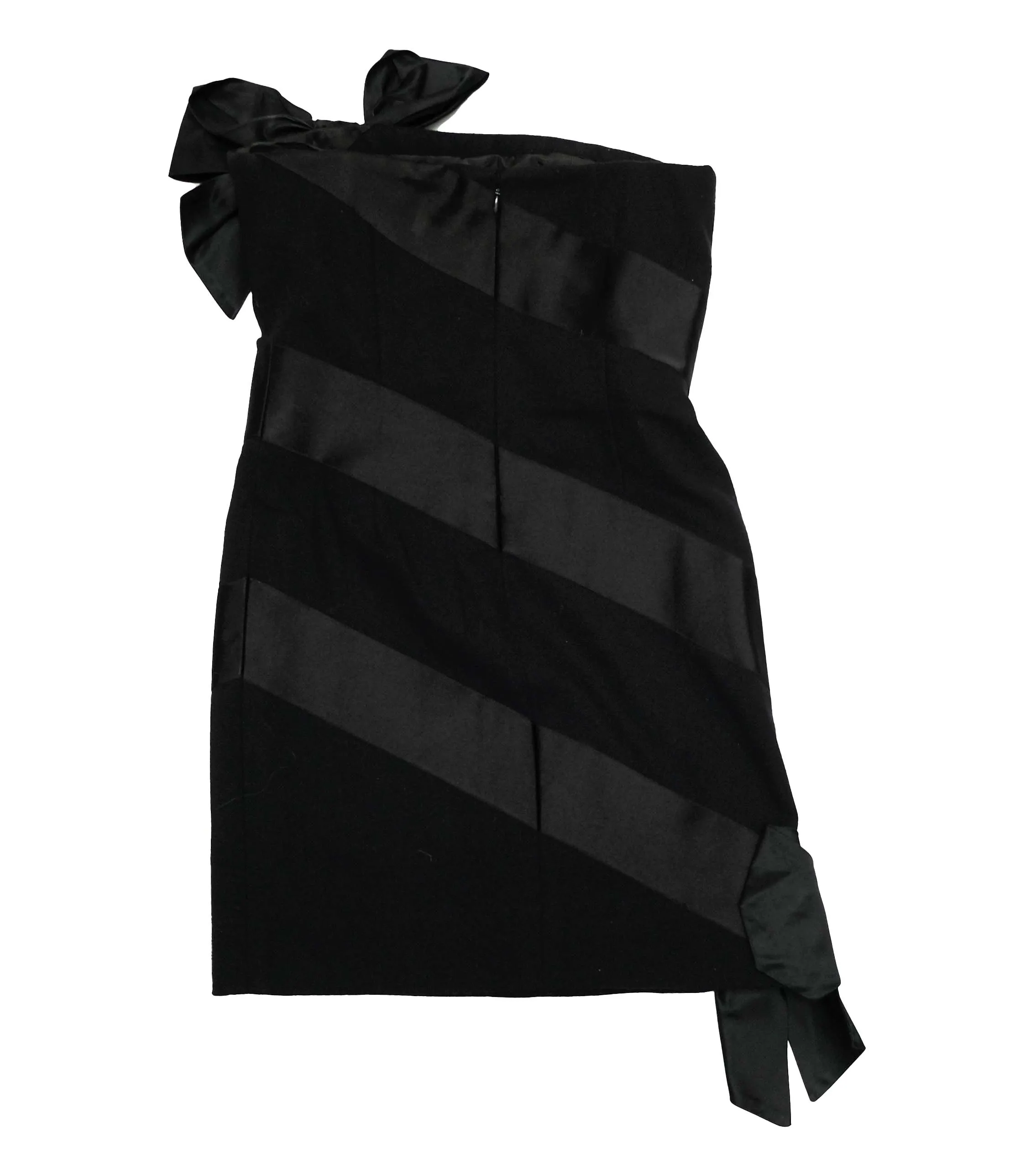 Bill Blass Vintage Strapless Black Cocktail Dress with Bows, XS