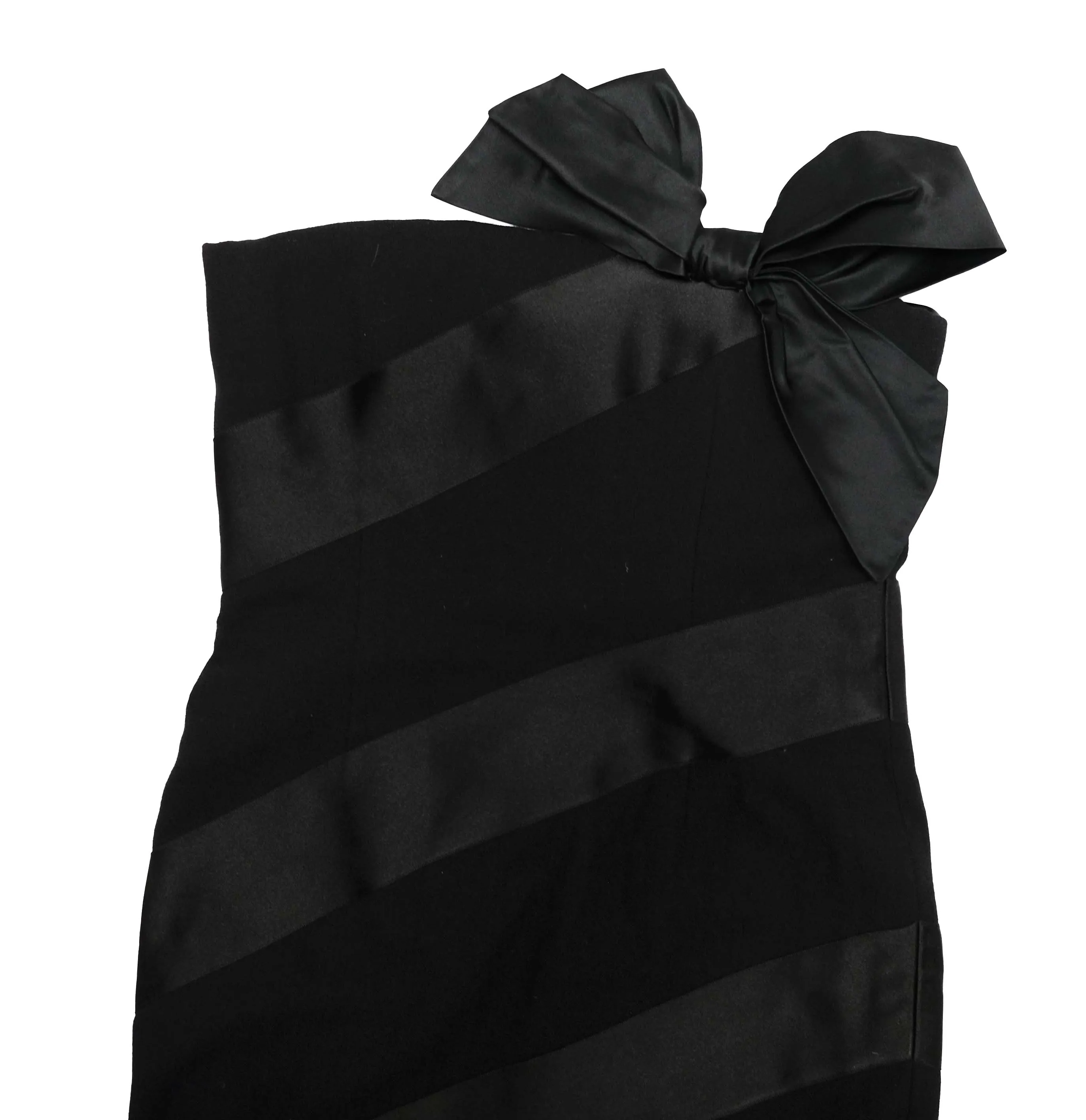 Bill Blass Vintage Strapless Black Cocktail Dress with Bows, XS