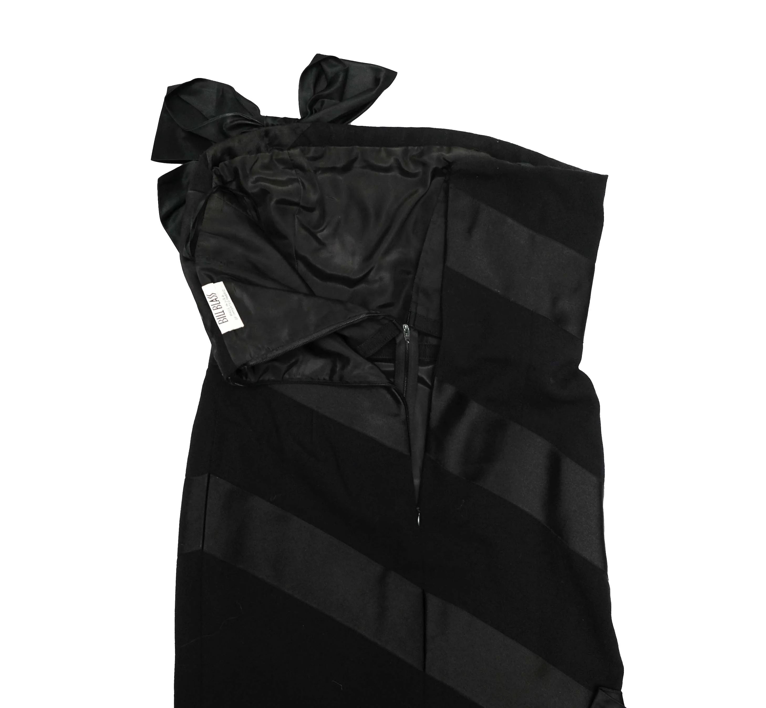 Bill Blass Vintage Strapless Black Cocktail Dress with Bows, XS