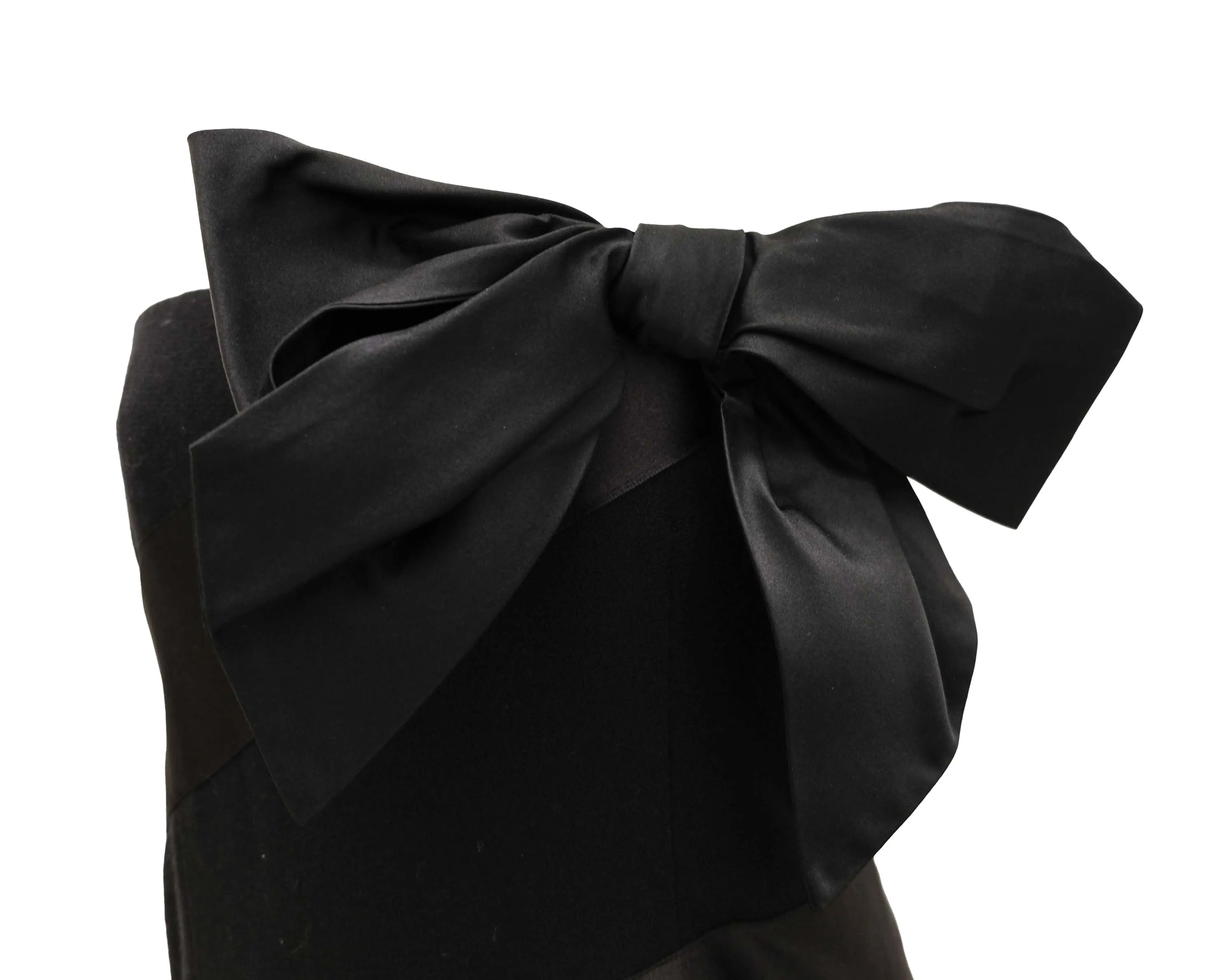 Bill Blass Vintage Strapless Black Cocktail Dress with Bows, XS