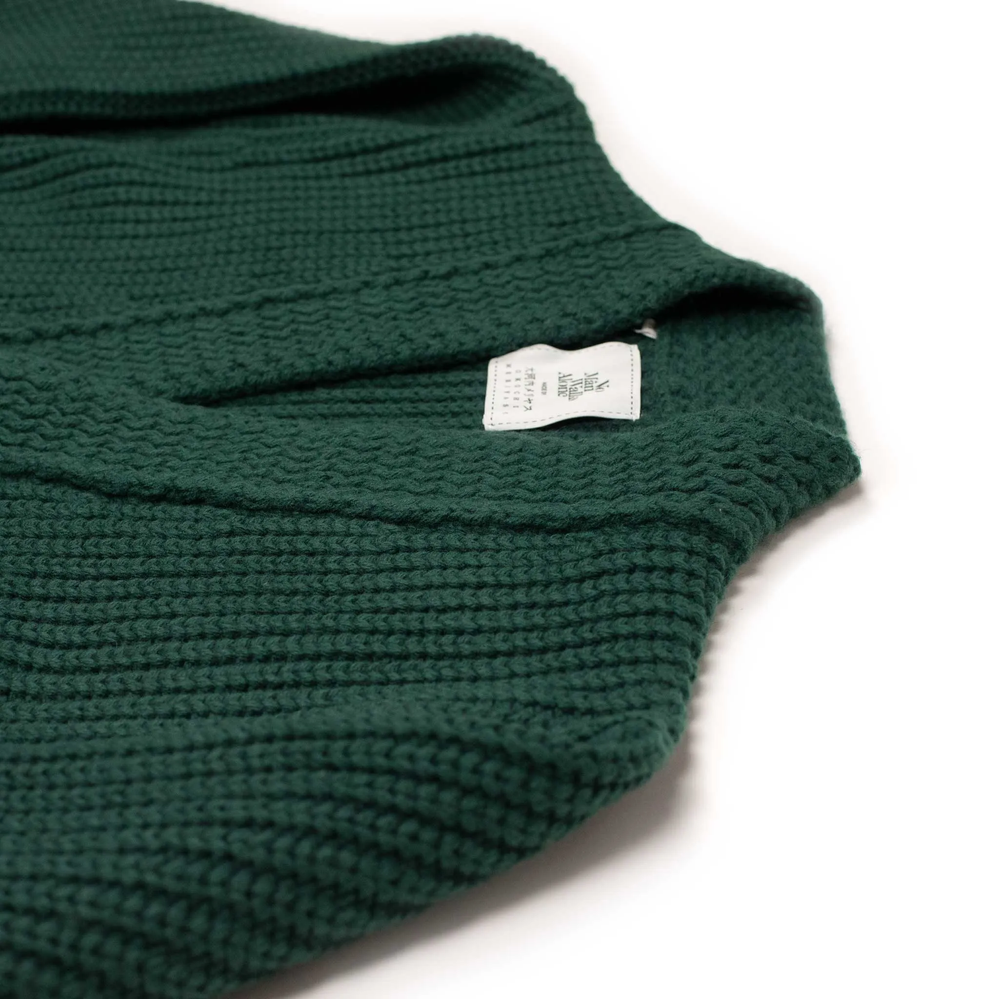 Chunky ribbed cardigan in jade green French Merino wool