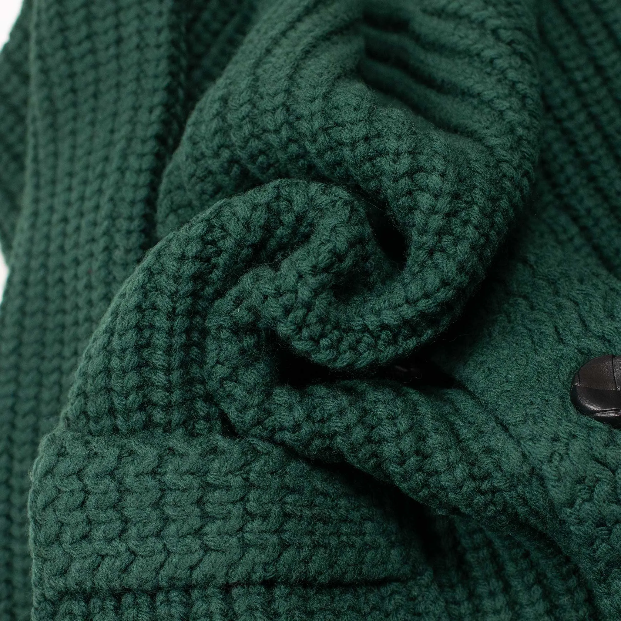 Chunky ribbed cardigan in jade green French Merino wool