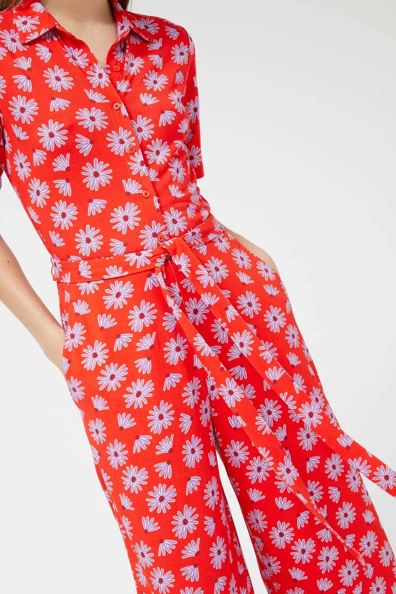 Compania Fantastica Red Flower Jumpsuit