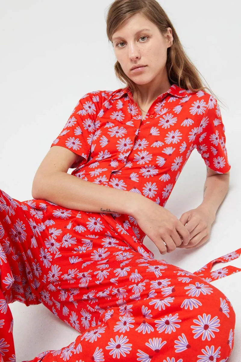 Compania Fantastica Red Flower Jumpsuit