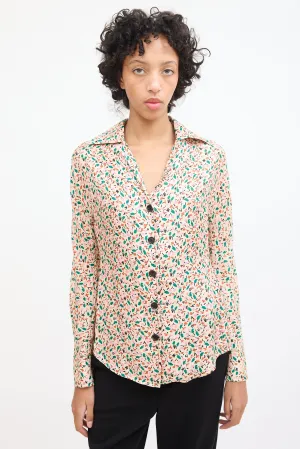 Cream & Multicolour Silk Floral Shirt