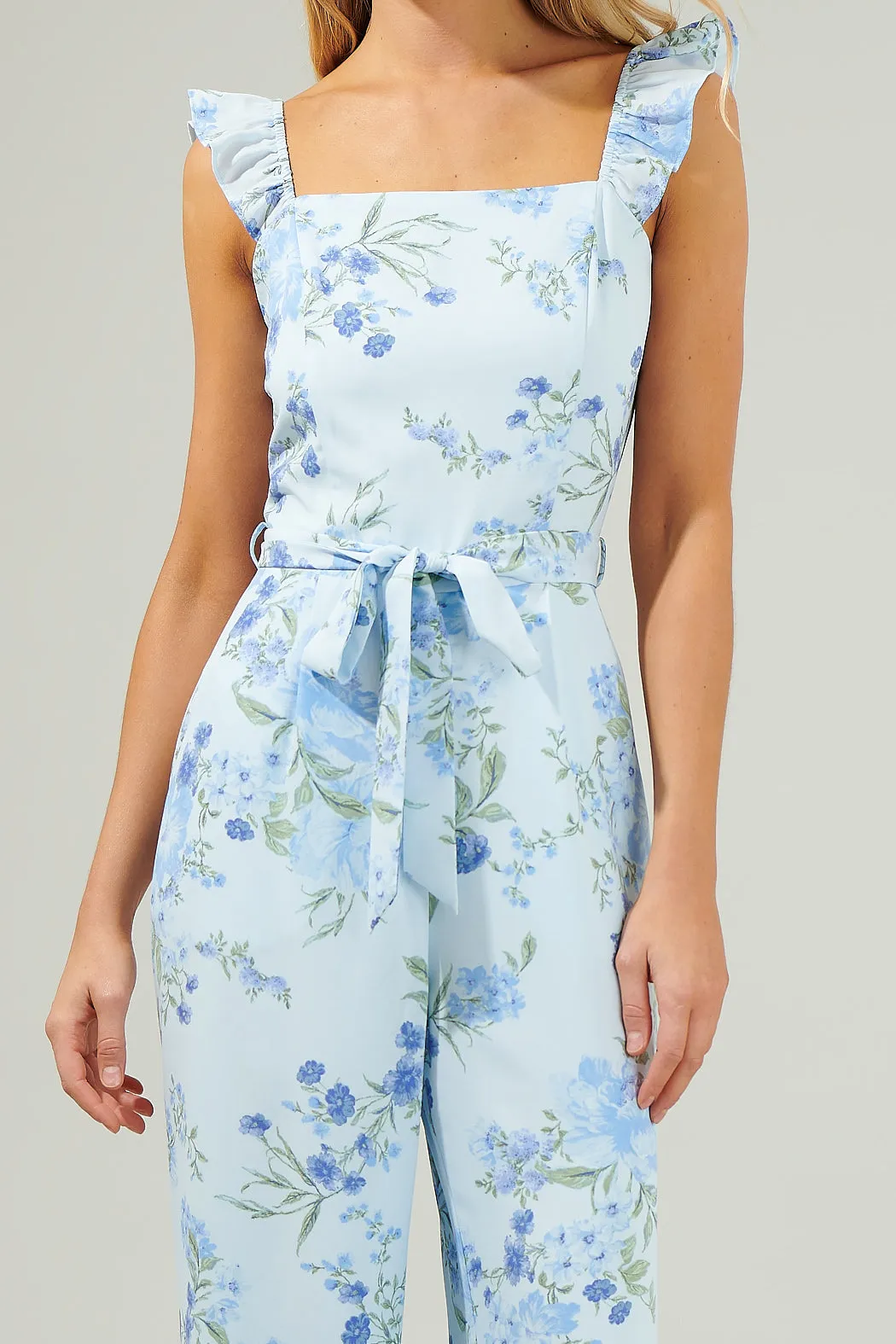 Dusty Floss Floral Sleeveless Jumpsuit