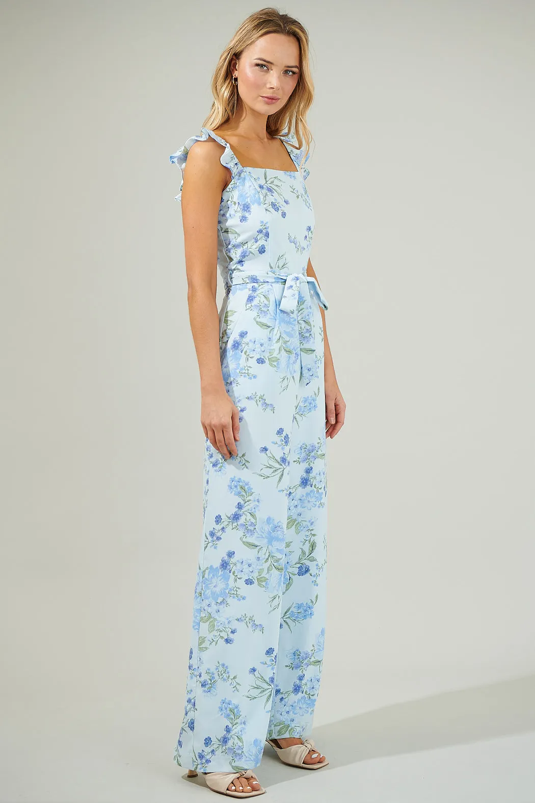 Dusty Floss Floral Sleeveless Jumpsuit