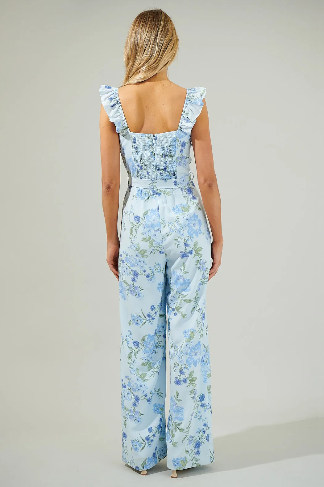 Dusty Floss Floral Sleeveless Jumpsuit