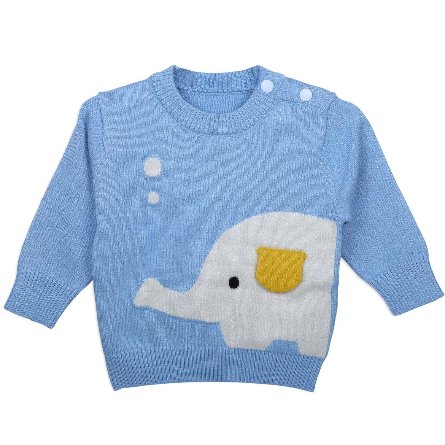 Elephant With 3D Ear Premium Full Sleeves Knitted Sweater - Blue