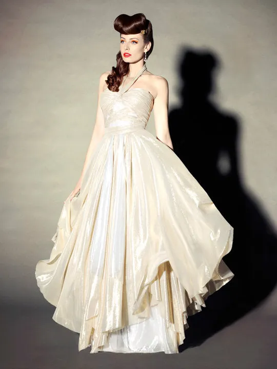 ELIZABETH MASON COUTURE 'Adrian' Made To Measure Silk Lame Gown