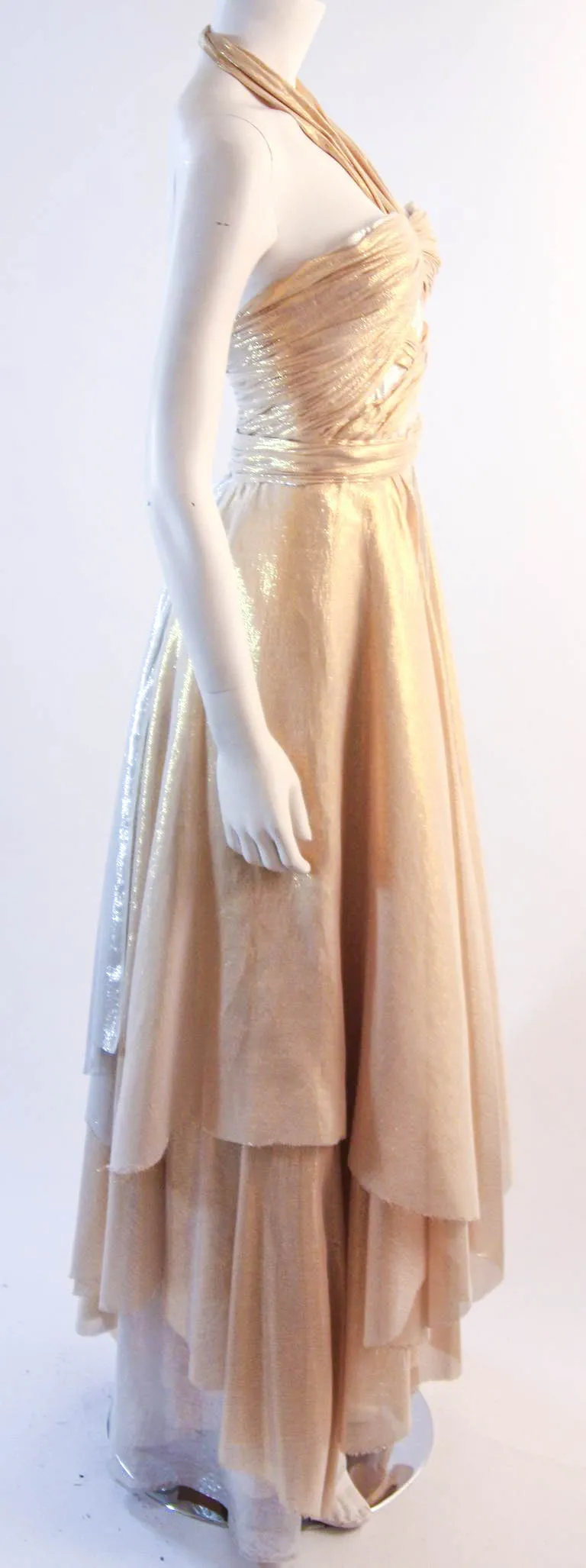 ELIZABETH MASON COUTURE 'Adrian' Made To Measure Silk Lame Gown