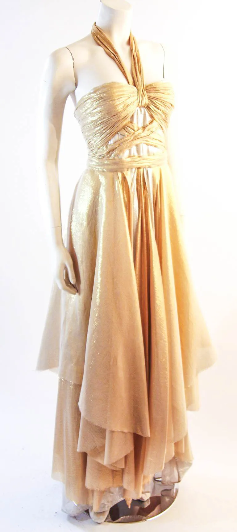 ELIZABETH MASON COUTURE 'Adrian' Made To Measure Silk Lame Gown