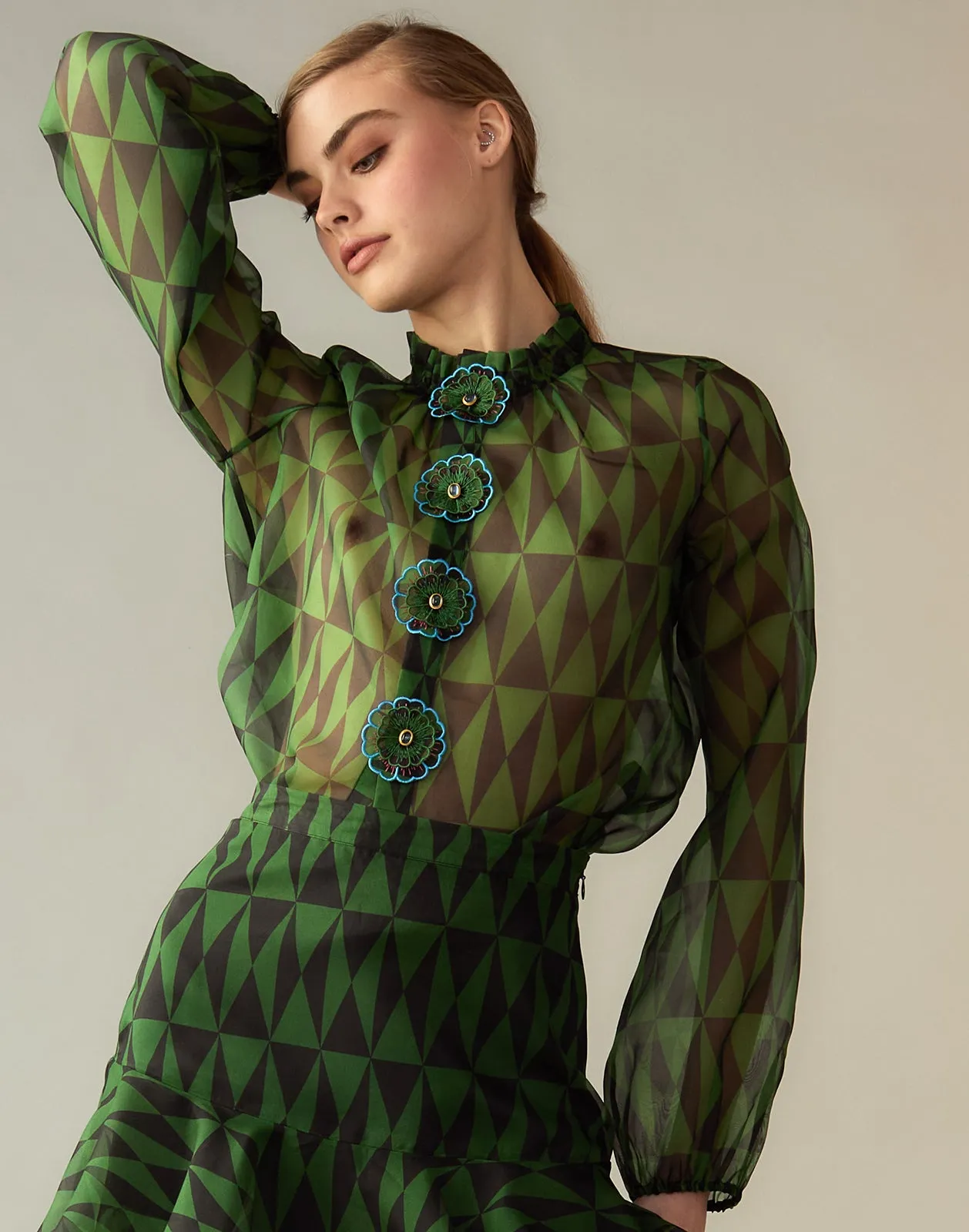 Evergreen Silk Organza Shirt