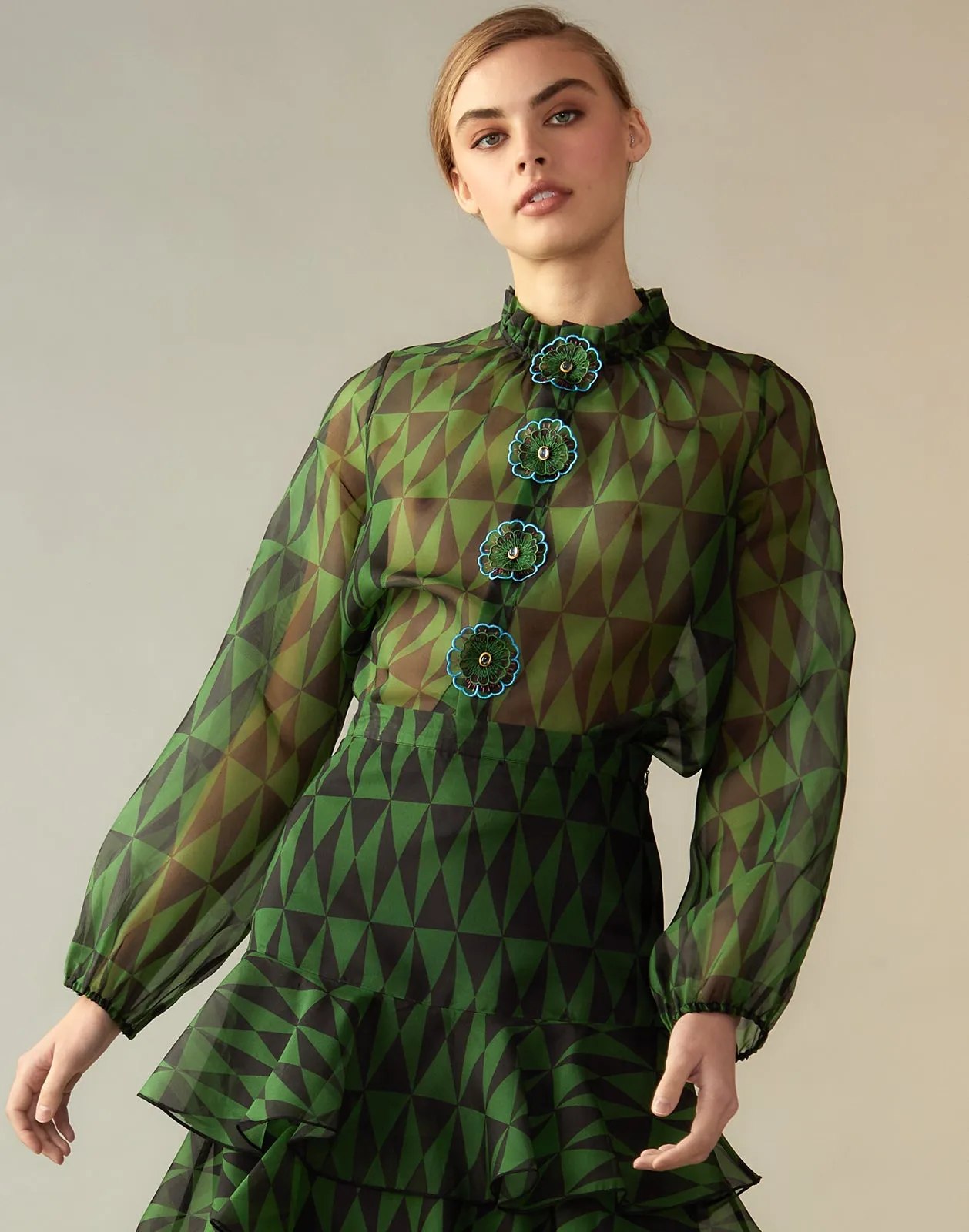 Evergreen Silk Organza Shirt