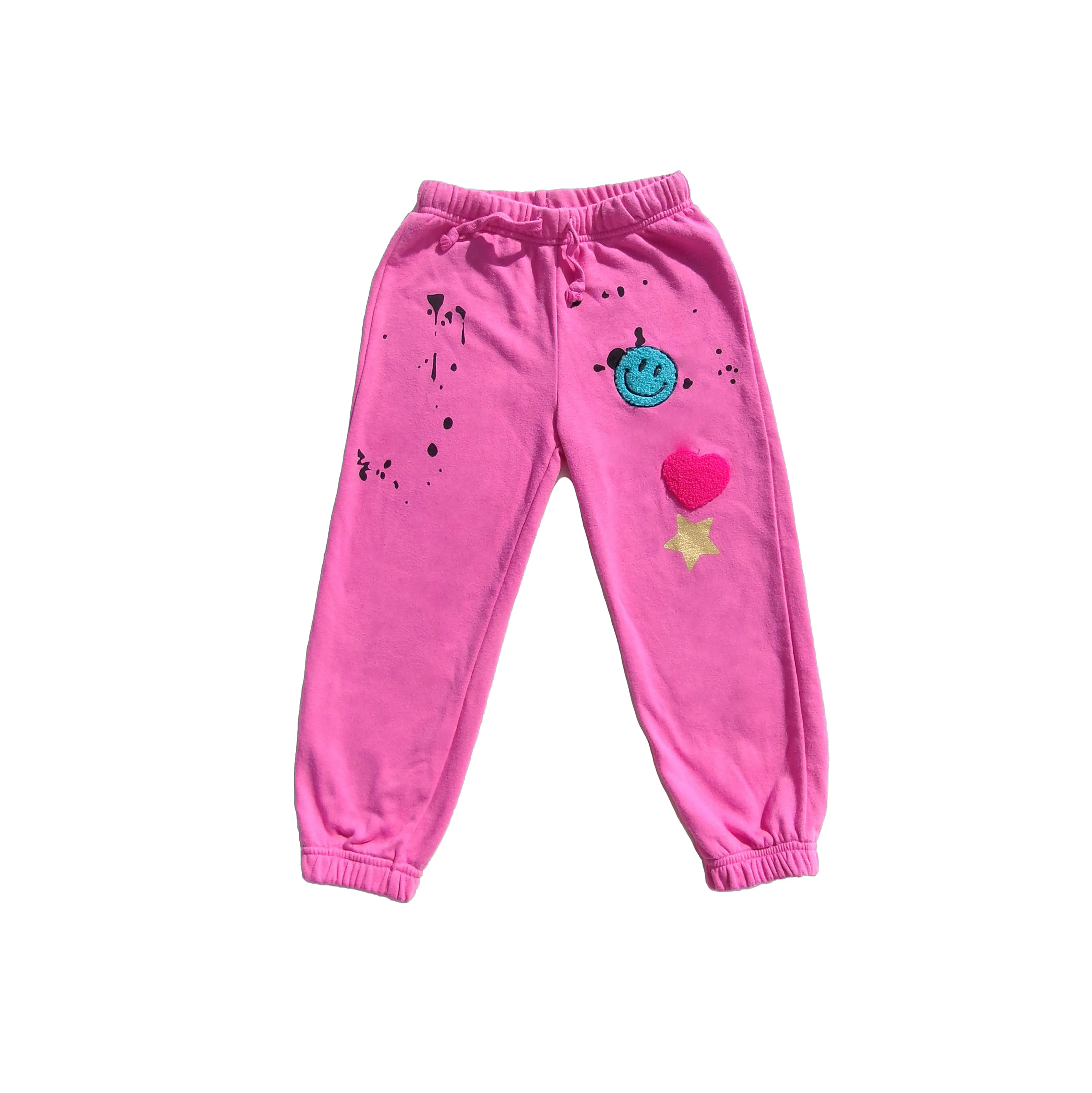 Girls' Hot Pink Smiley Face Hoodie Jogger Set
