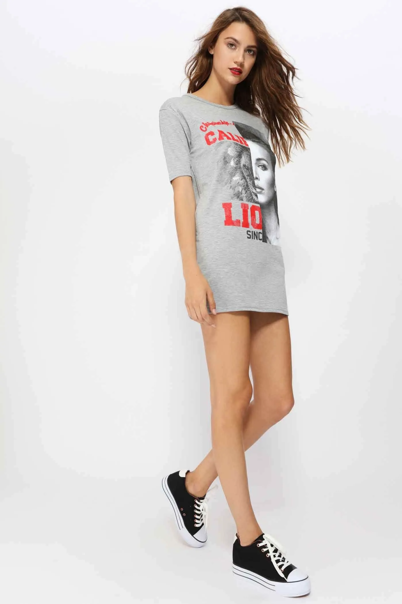 Greymarl Printed Mini T-Shirt Dress