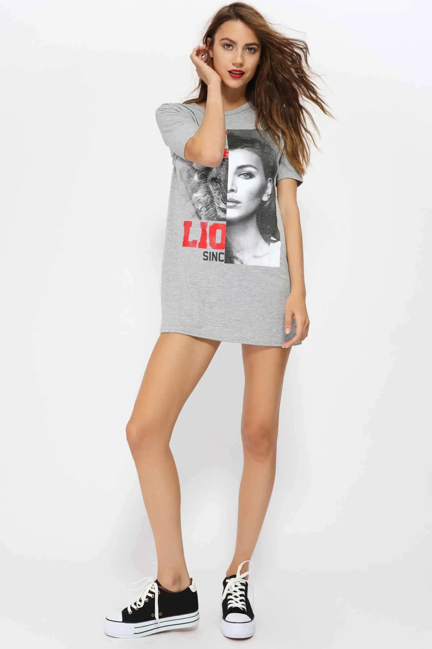 Greymarl Printed Mini T-Shirt Dress