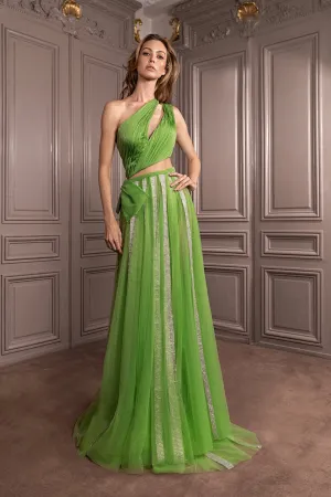 Half Silk Top and Skirt with Embroidery