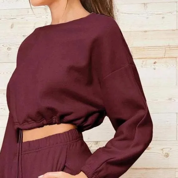 Jogger Pant Crop Top Hoodie Set