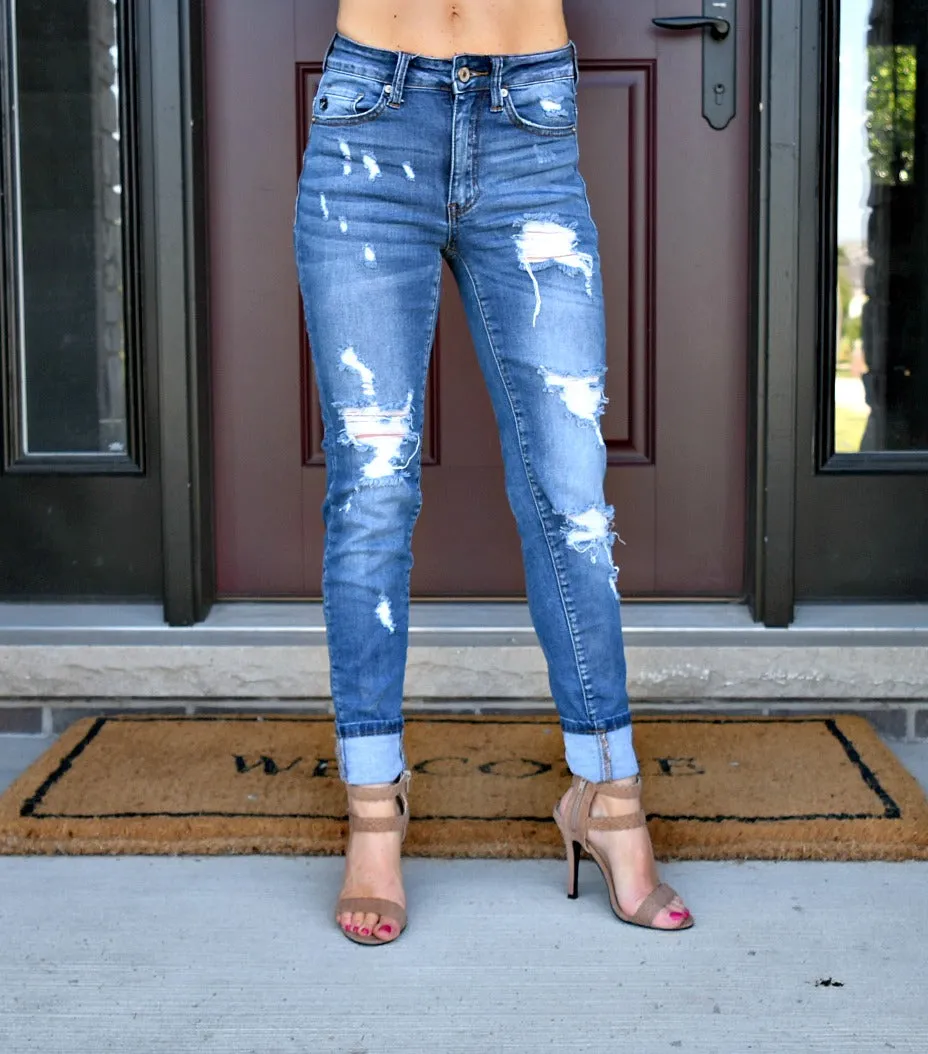 Kan Can Maddy High Waisted Destroyed Skinny Jeans