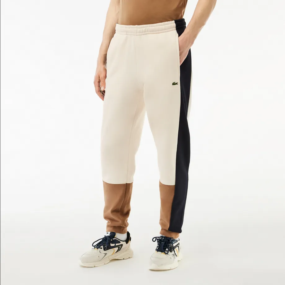Lacoste Men's Colorblock Zip-Up Hoodie & Jogger Set - White Brown Navy RI2