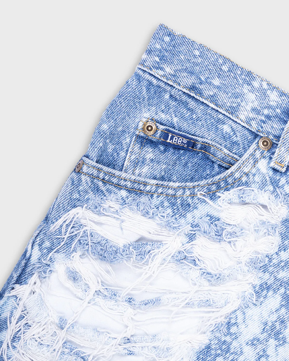 Lee bleached ripped distressed denim shorts