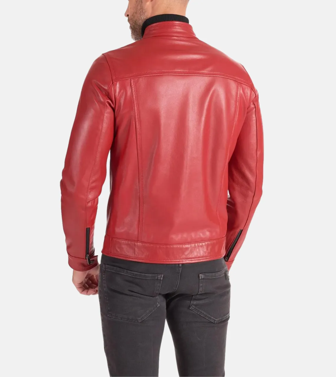 Men's Red Biker Leather Jacket