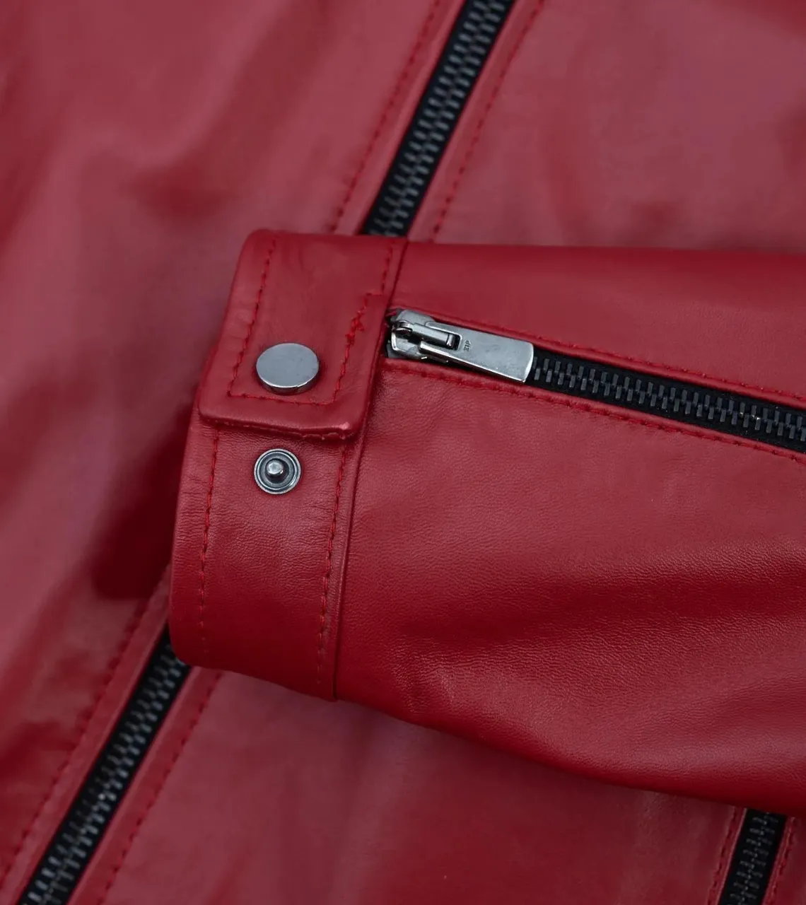 Men's Red Biker Leather Jacket