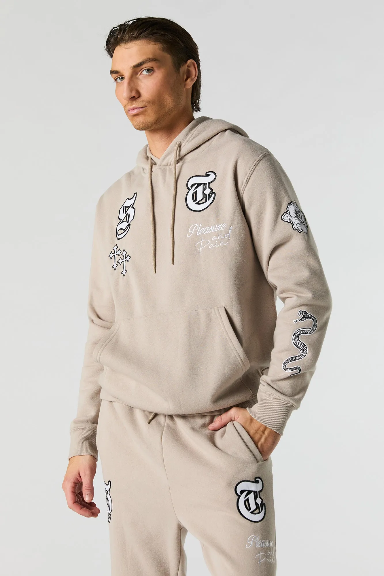 Pleasure & Pain Embroidered Fleece Hoodie