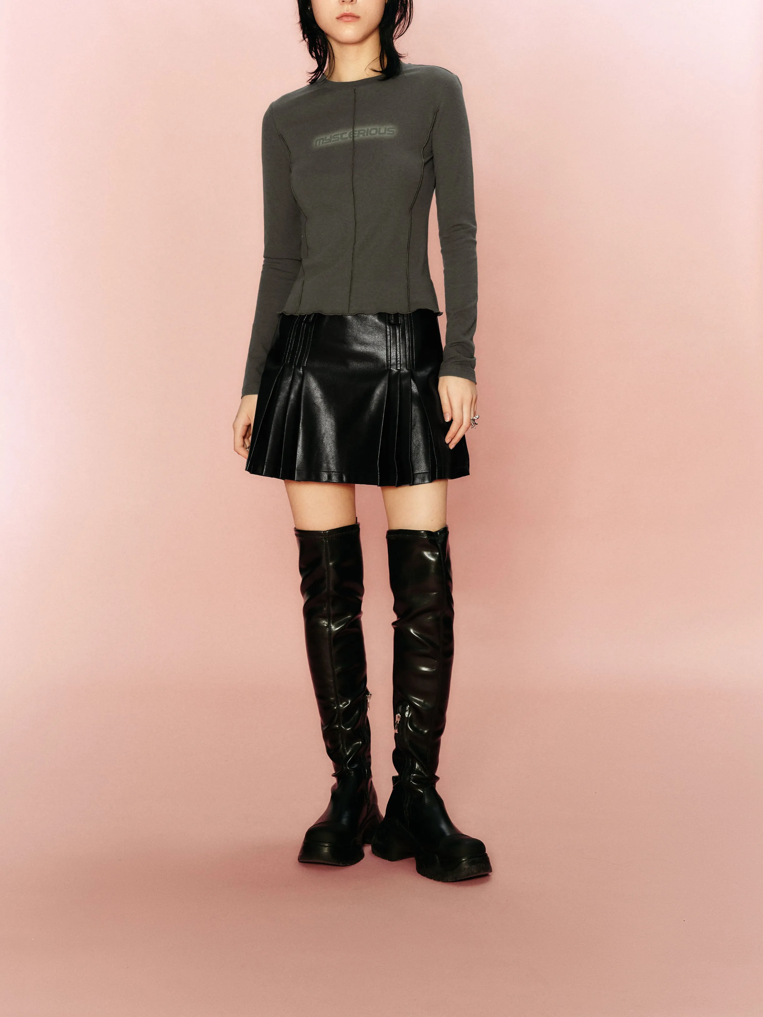 Pleated Mini A-Line Skirt