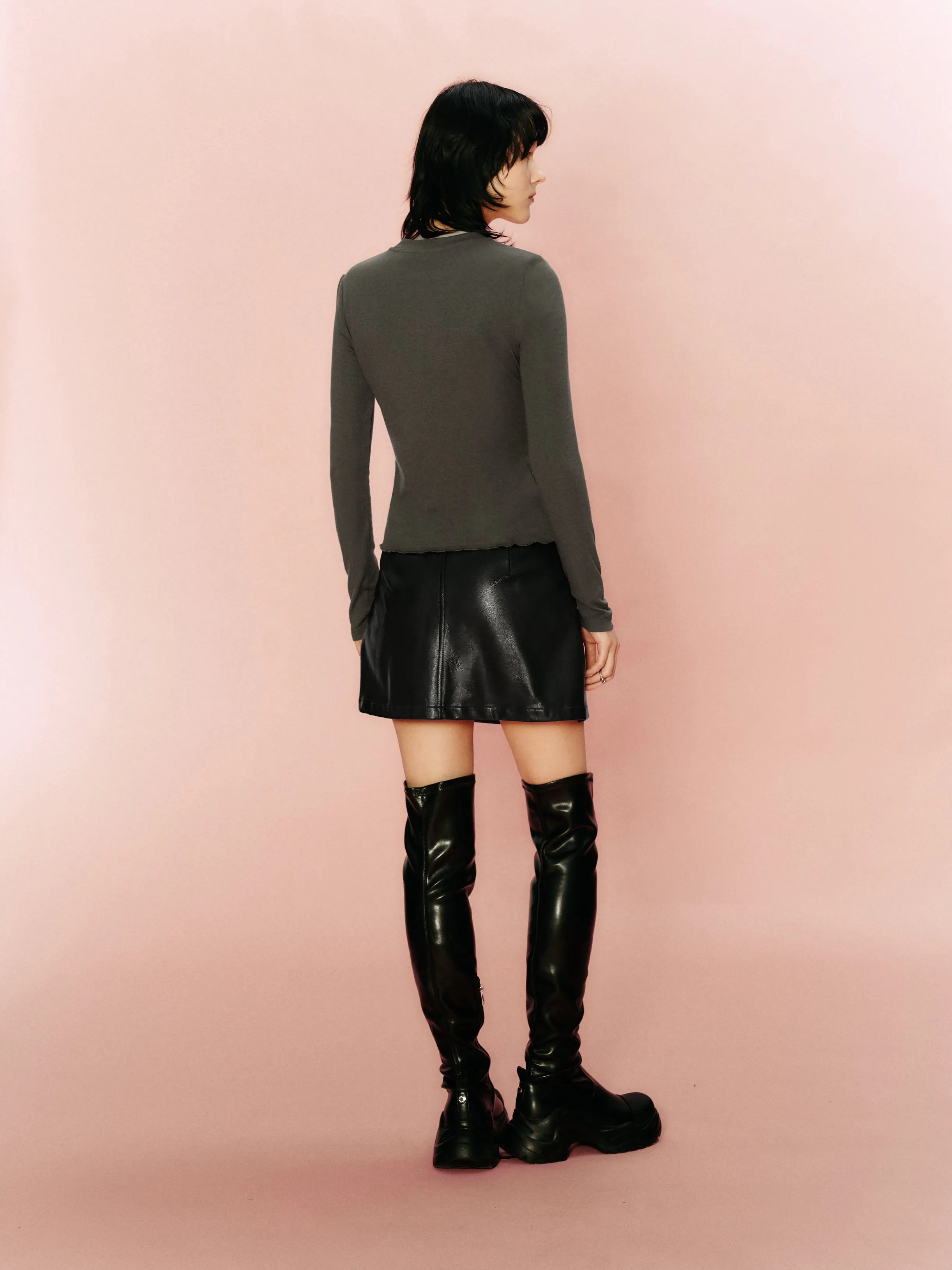 Pleated Mini A-Line Skirt