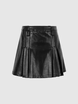 Pleated Mini A-Line Skirt