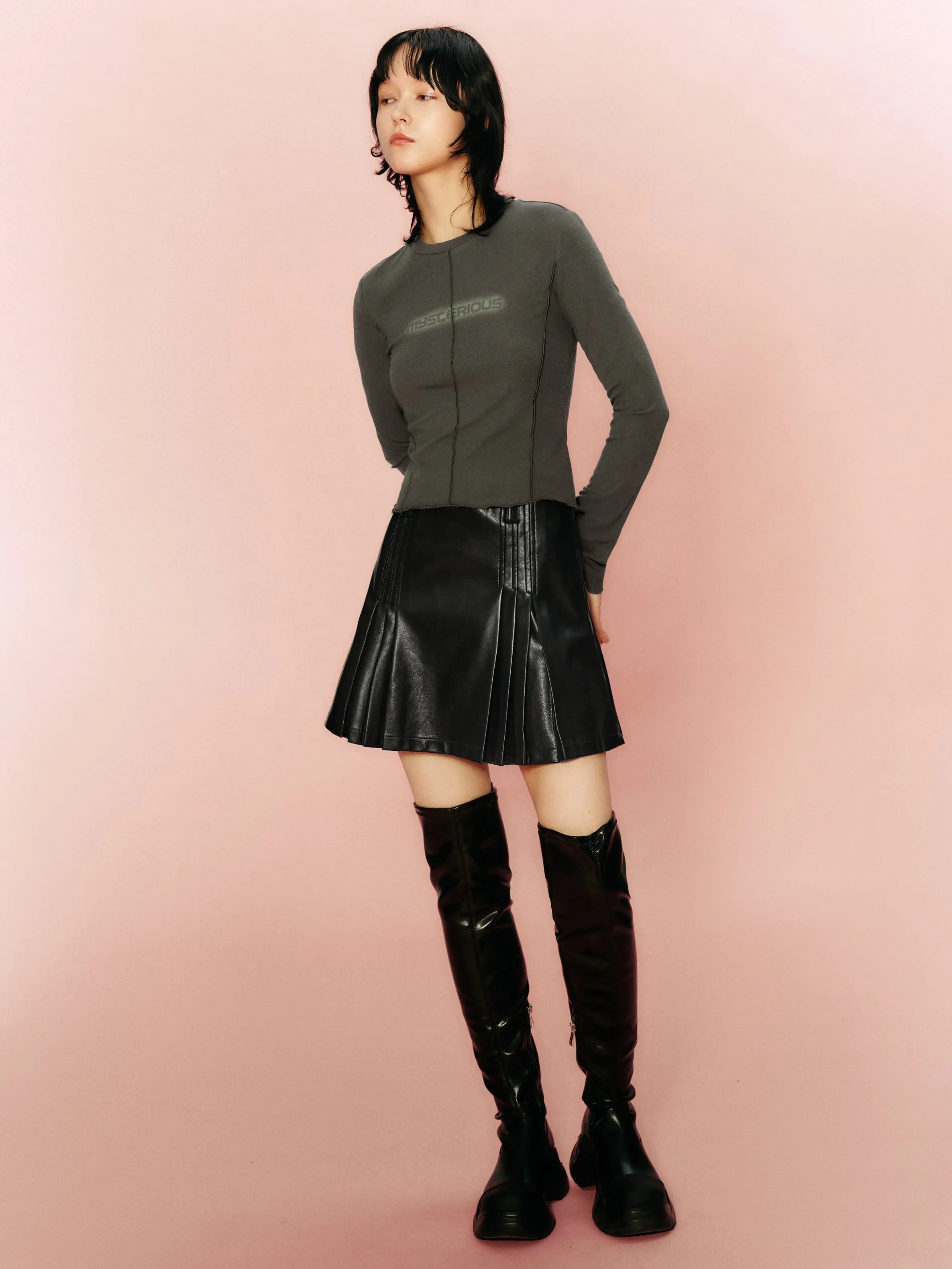 Pleated Mini A-Line Skirt