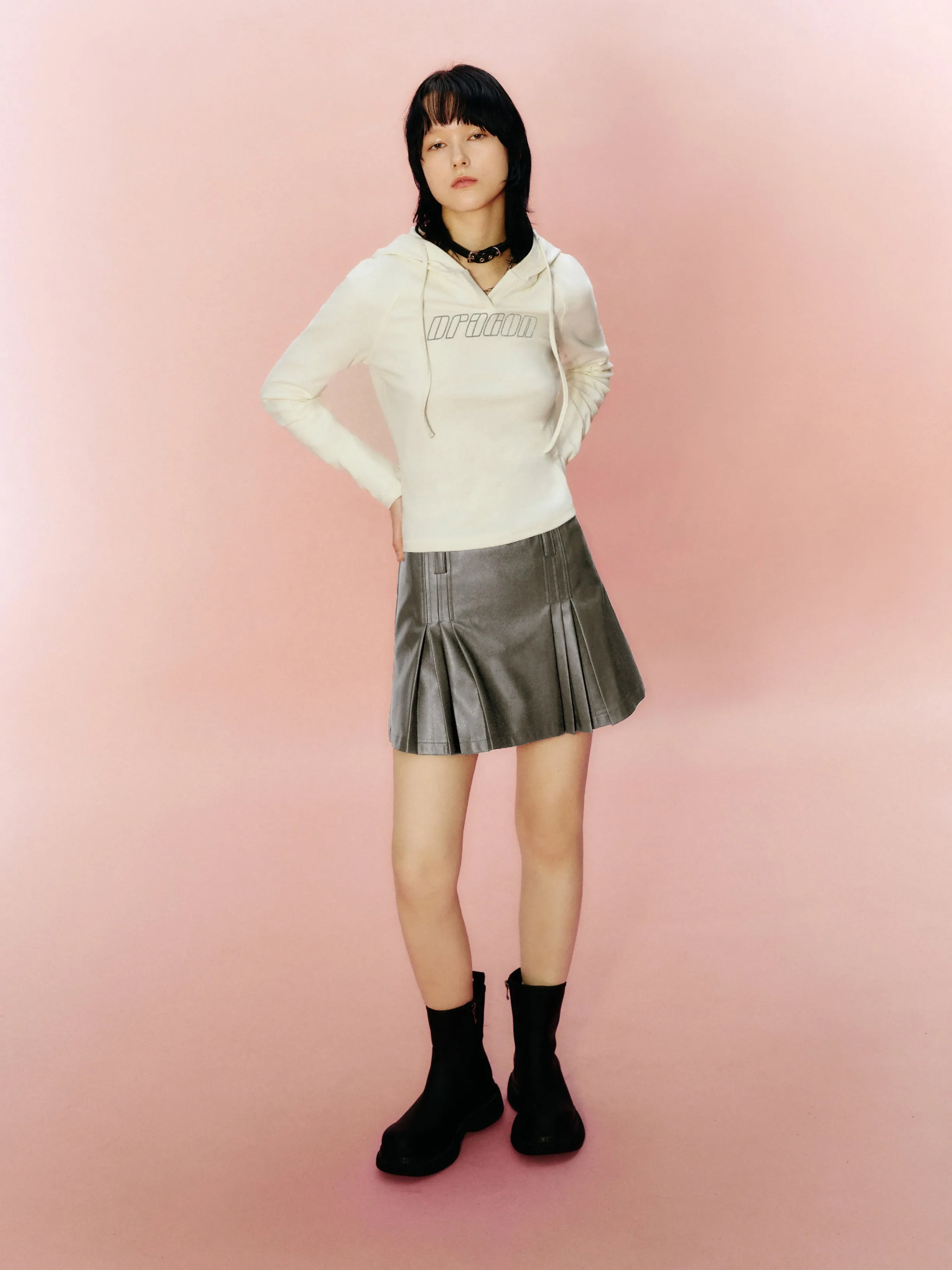 Pleated Mini A-Line Skirt