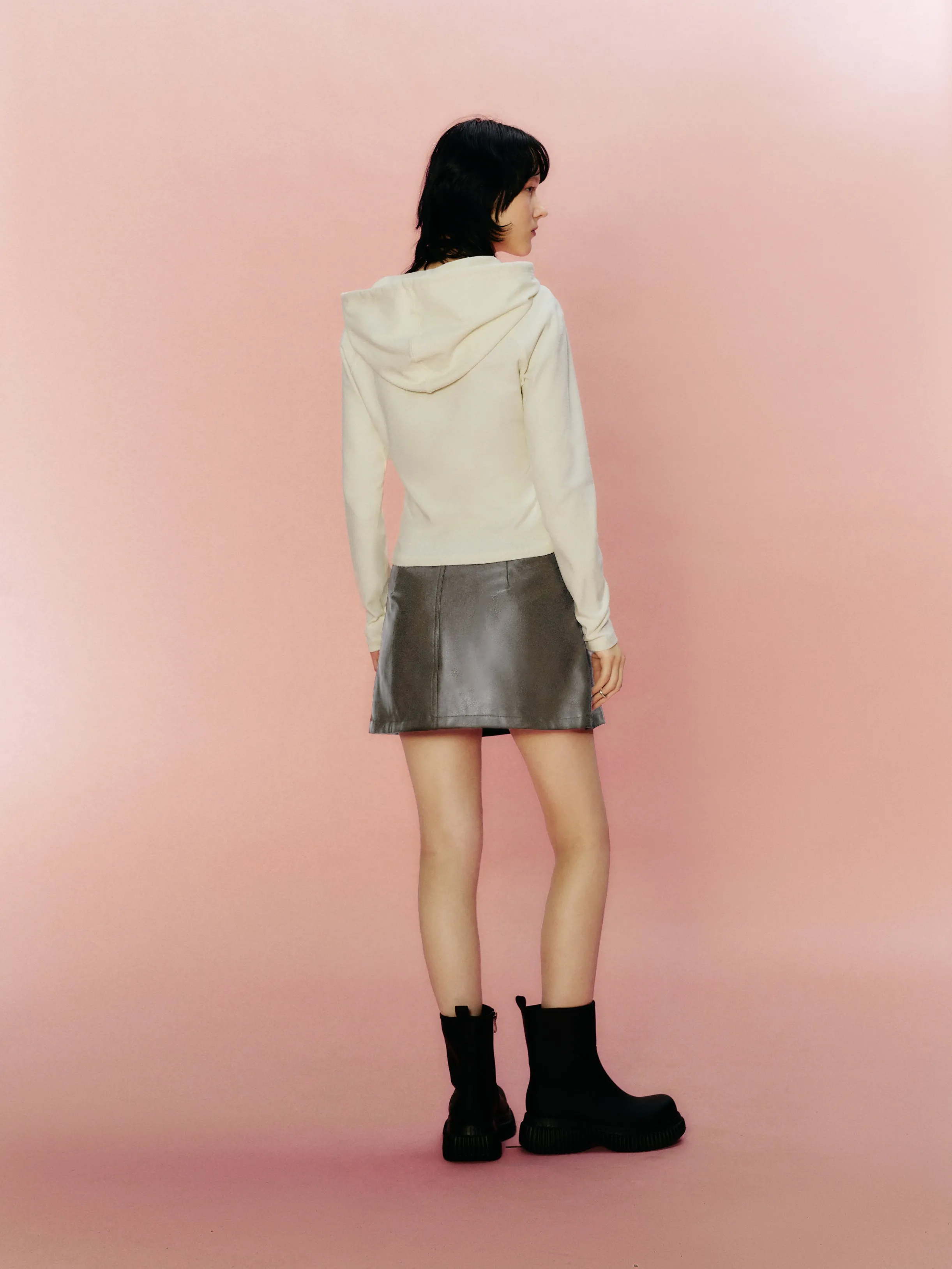 Pleated Mini A-Line Skirt