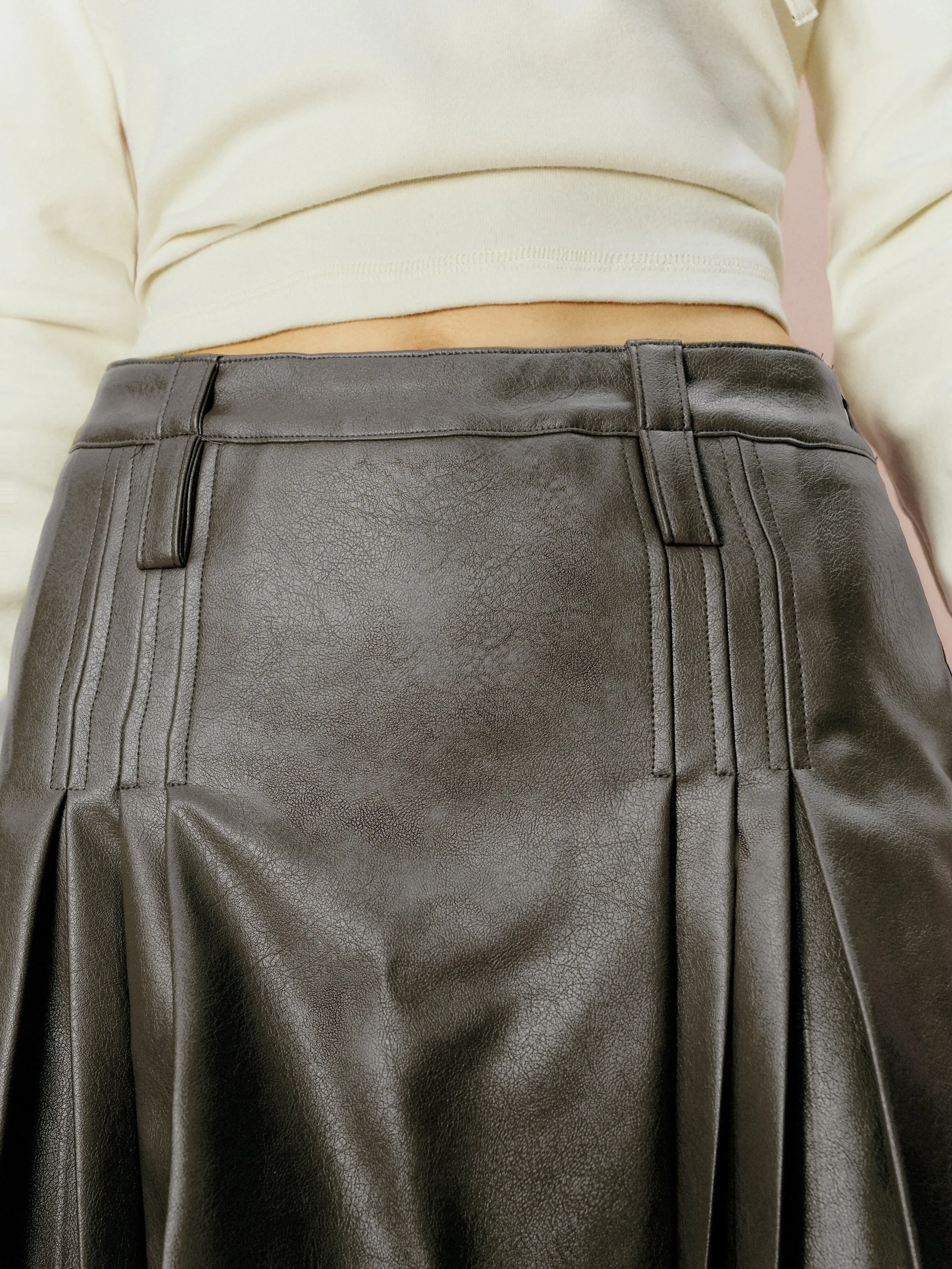 Pleated Mini A-Line Skirt