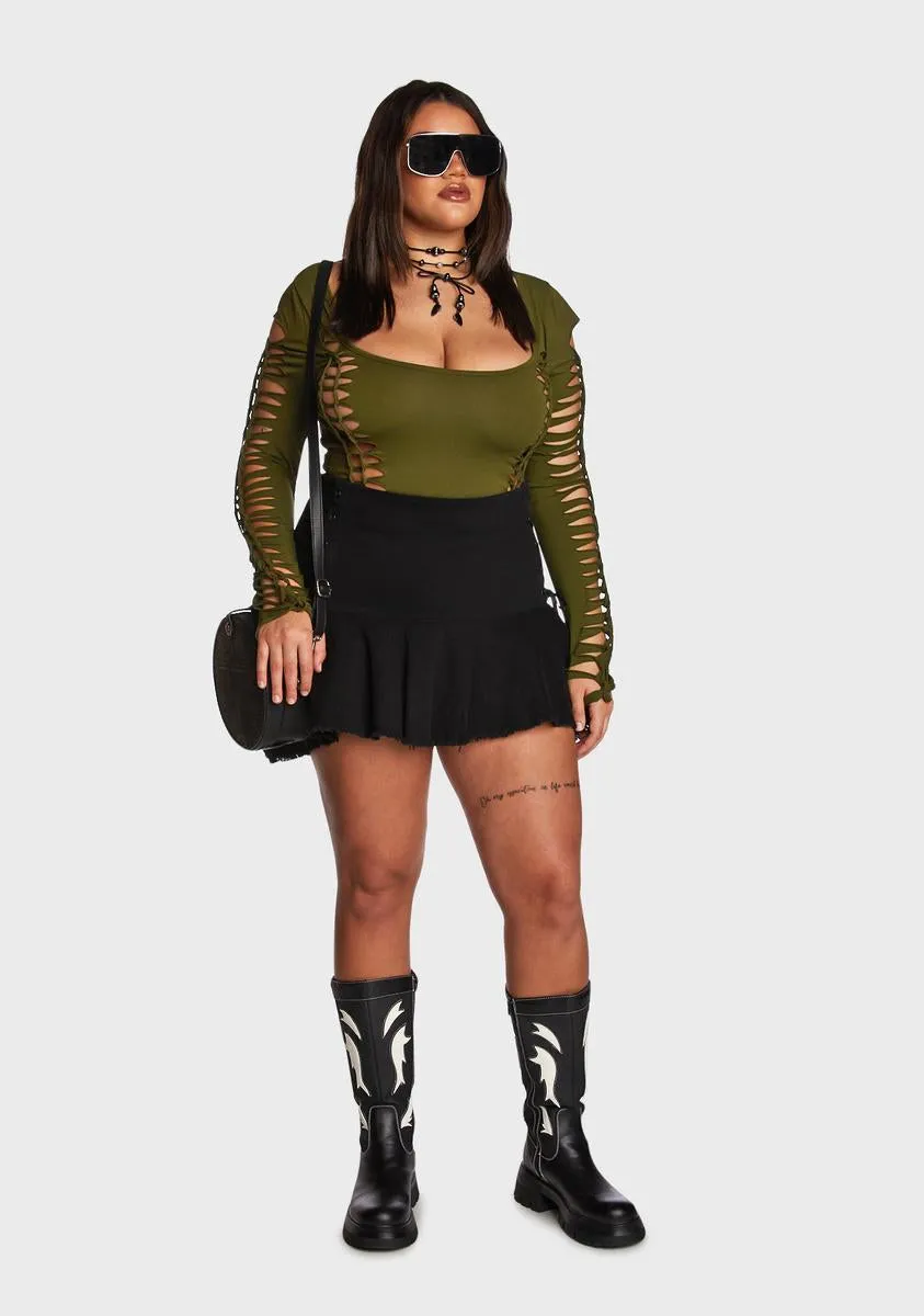Plus Can't Knock Me Down Lace-Up Skirt