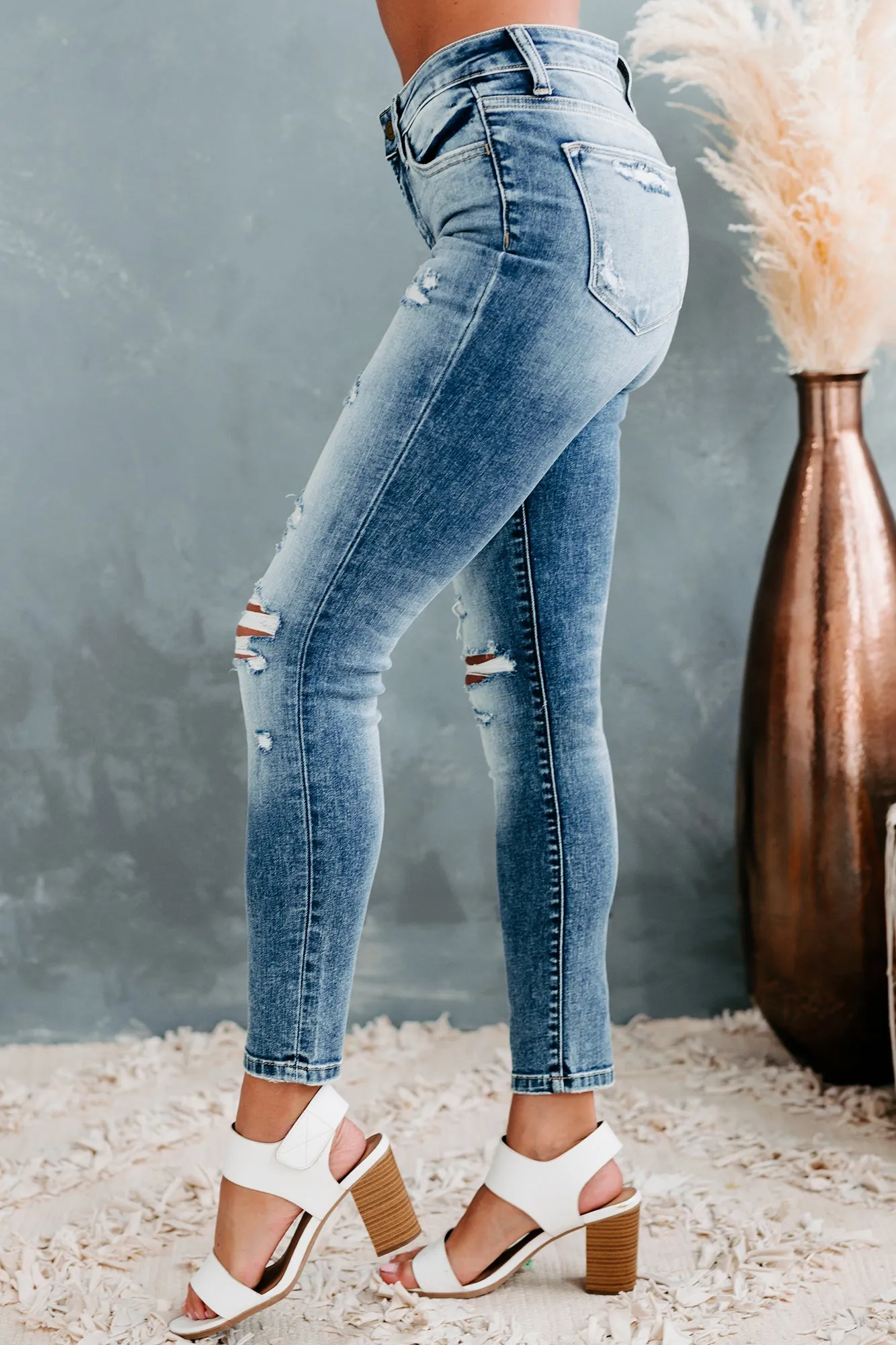 Pricilla Flying Monkey High Rise Distressed Skinny Jeans (Medium Light)